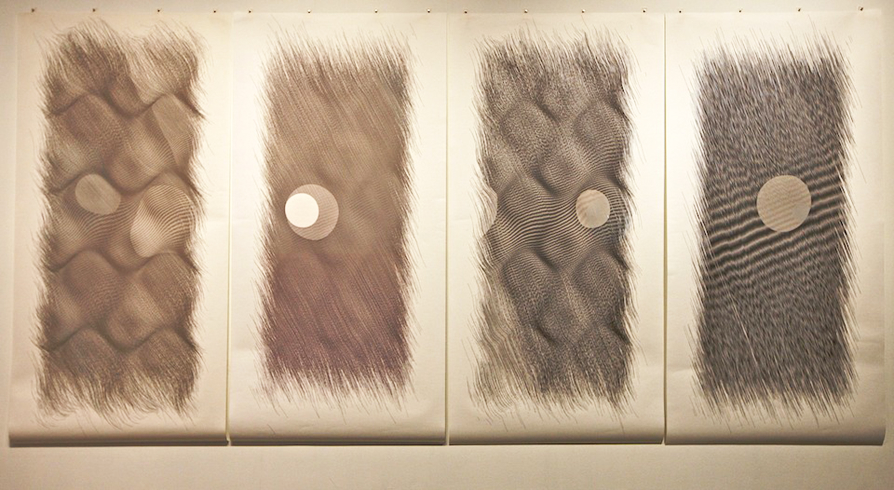   Wavelets    Ink on paper - pen plotter drawing    Art : 76”x152” total (4 panels 76”x38” each)    Paper : Torinoko  