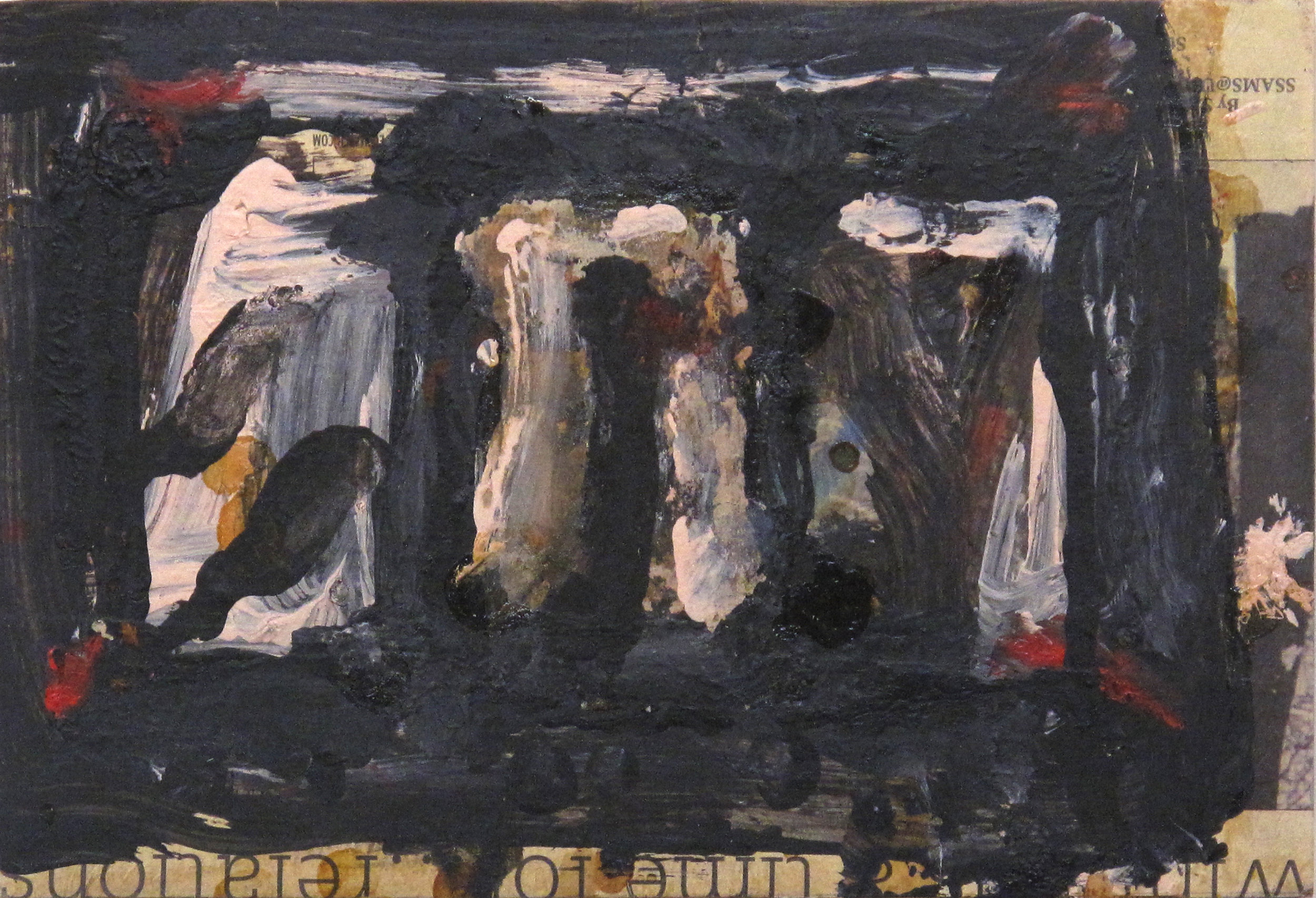 Tre Buchi con Machie Neri 2014 a.j. Miraglia Mixed media on panel 6.75 x 9.75 inches .jpg
