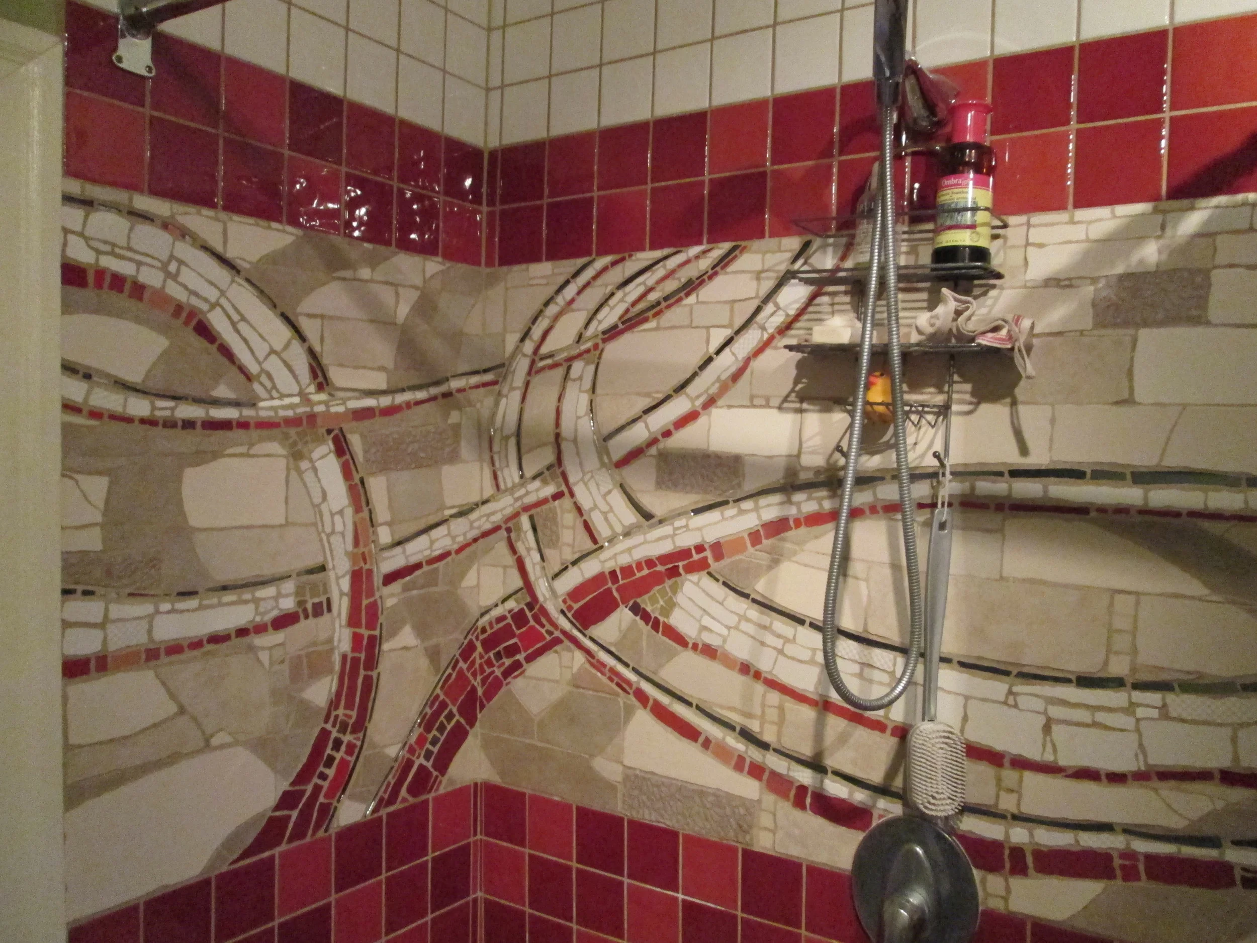 interwoven, bathroom mural