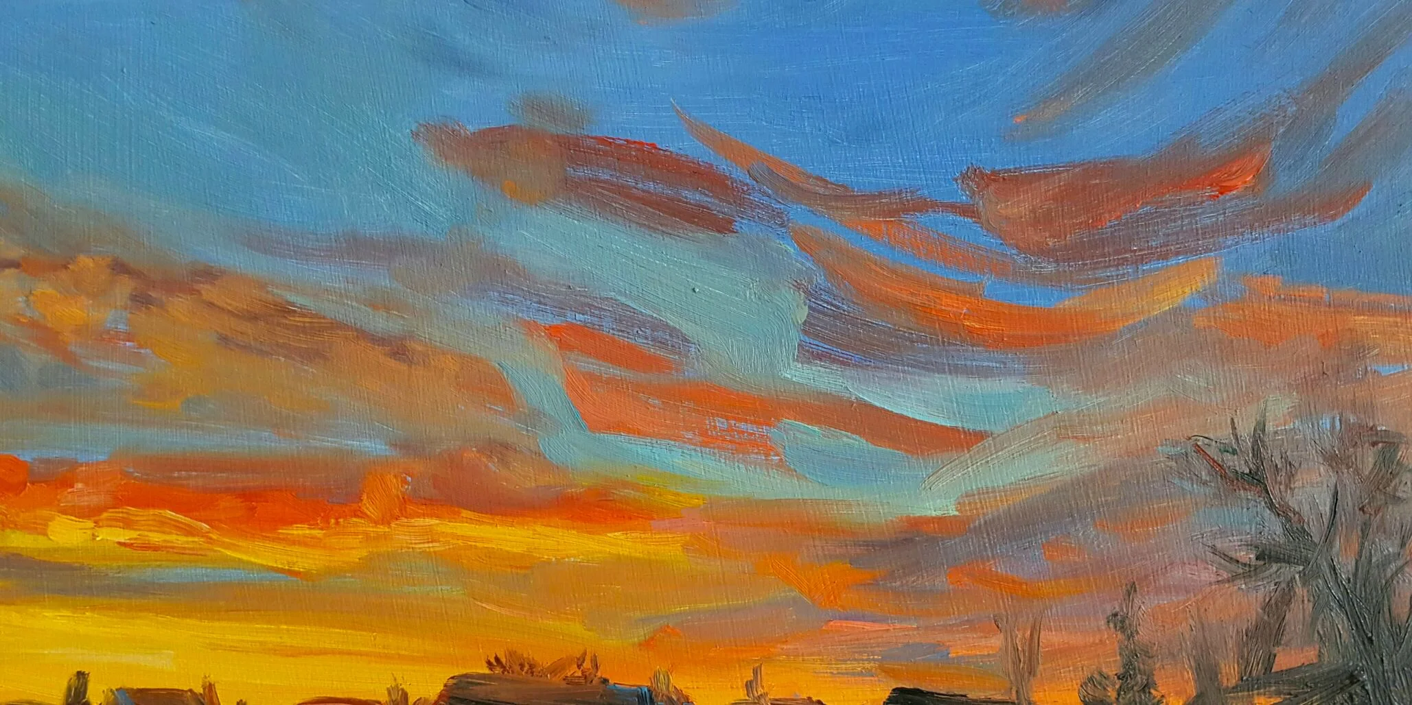 Running affords the chance to just get out and look at the sky. There is a school yard close to our place that I run past often and I appreciate the scope of the western sky over that space offering a perfect sunset view.