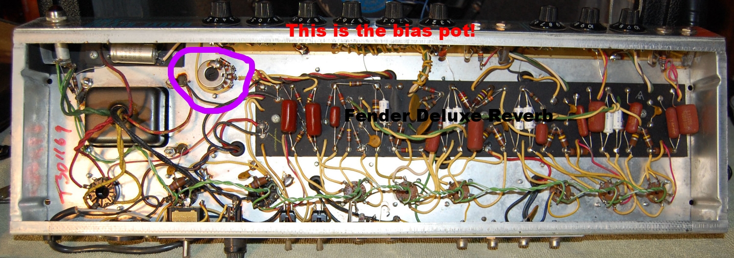 A classic Fixed Bias amp: the Fender Deluxe Reverb. Notice the adjustable bias pot. I build these on request!