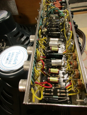 Fully Modded 57' Tweed Twin with Fender Red Caps and Mojotone VTs.
