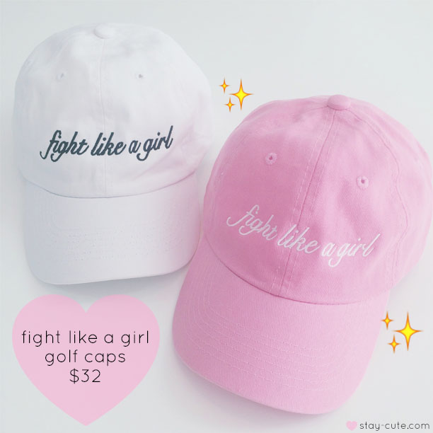 One of our newest (and favorite) items! Fight Like a Girl hats are perfect for a casual everyday outfit, pair with a plain tank and a cute circle skirt or jeans and some high tops! xoxo