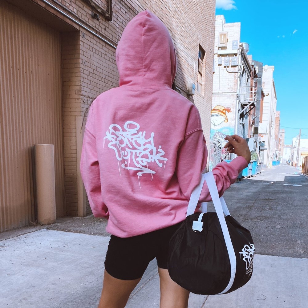 Stay Cute Graffiti Tag Hoodie Pink Black — Stay Cute