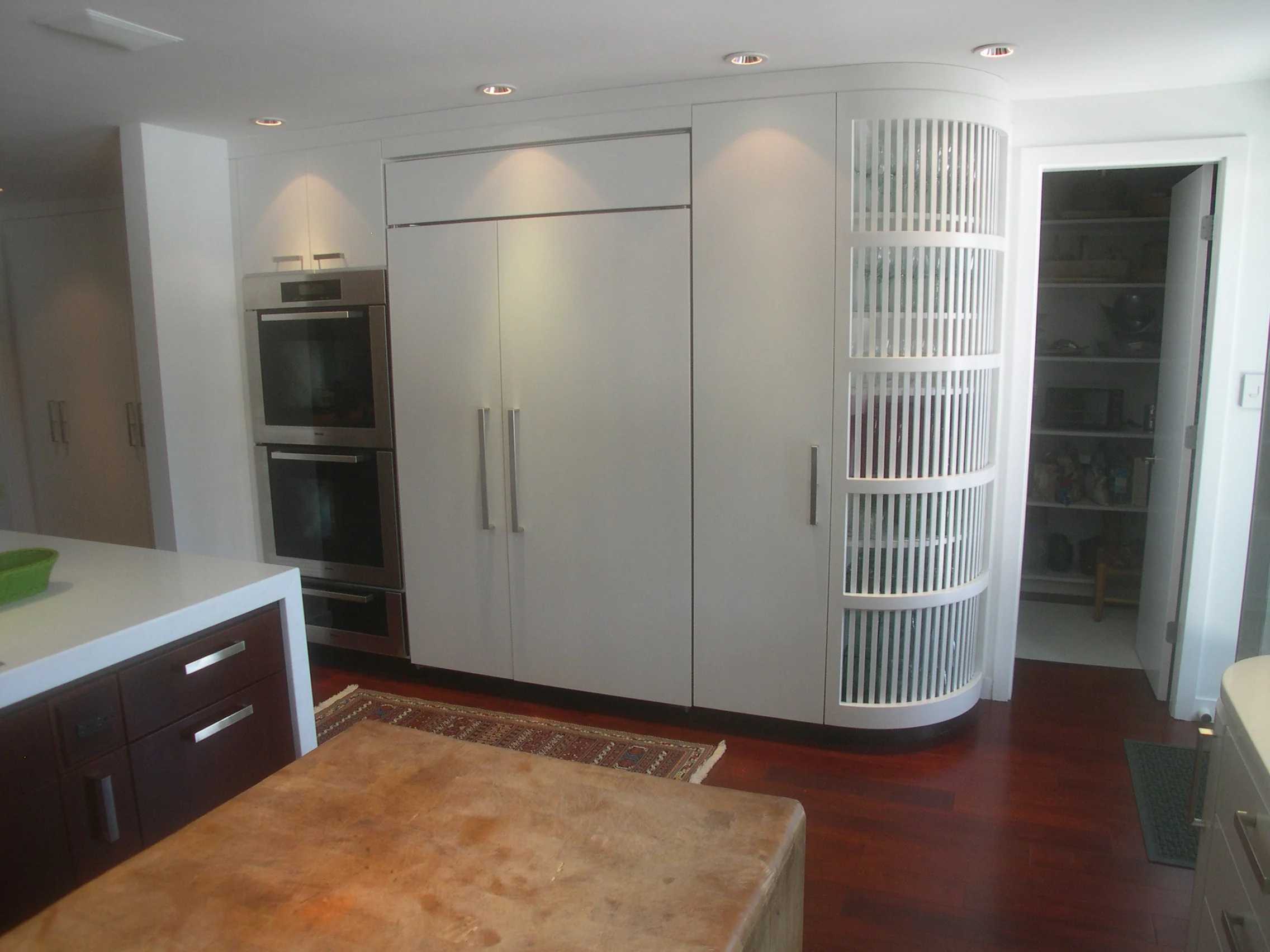 White modern kitchen - Refrigerator wall