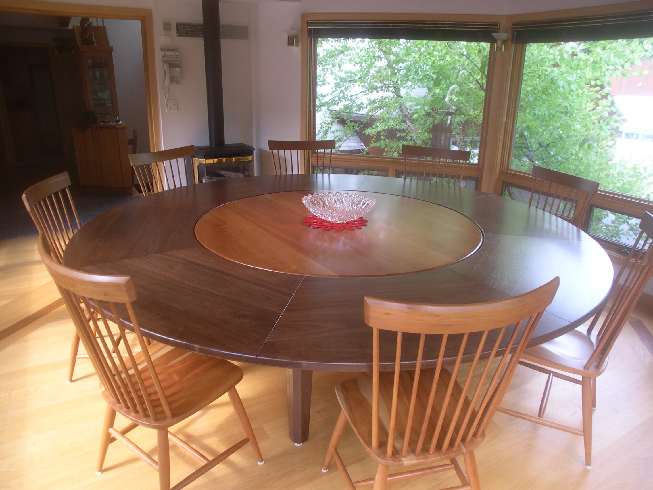 9' Diameter walnut table