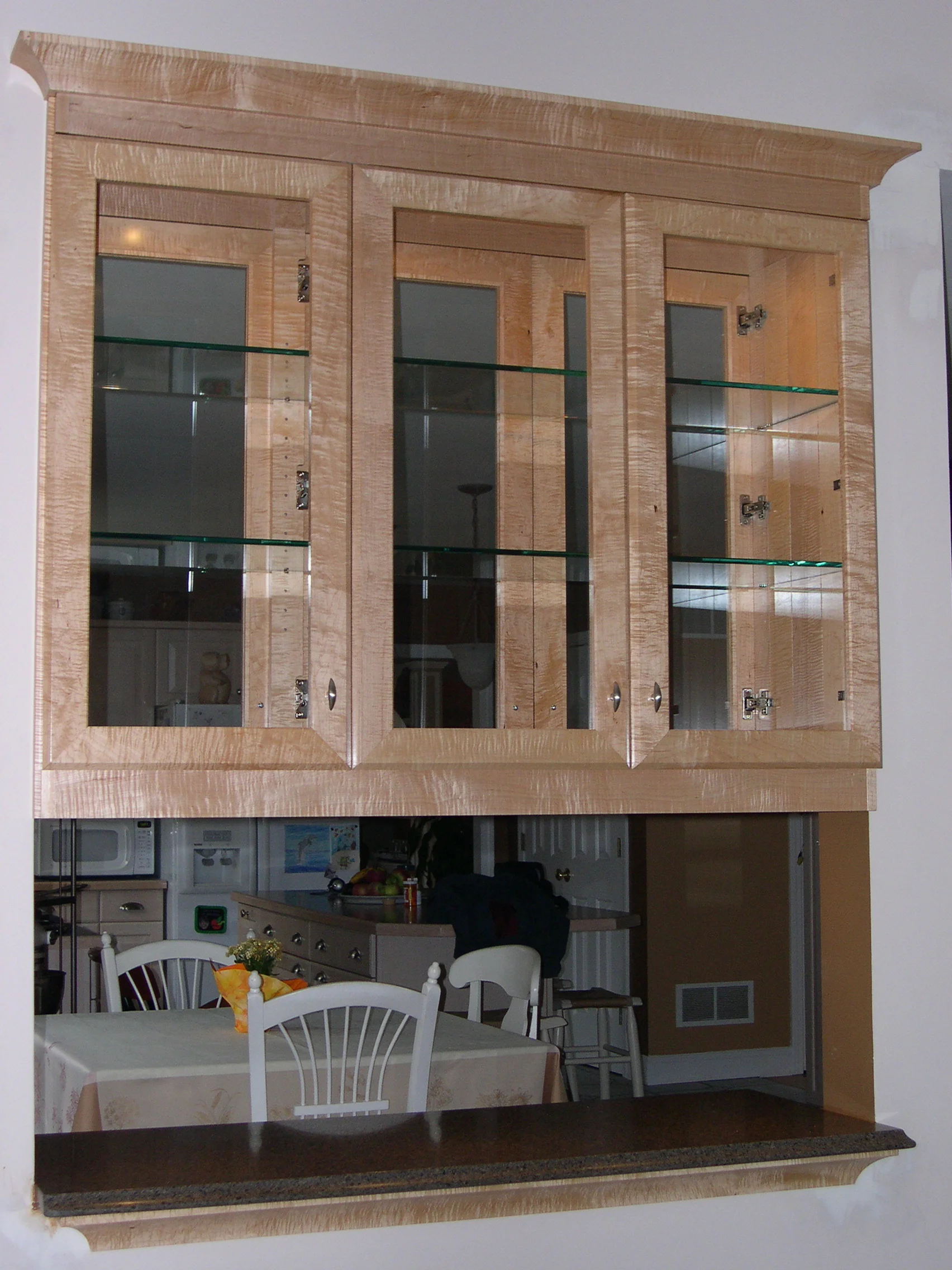 Display cabinet glass shelves, cherry, walnut, maple