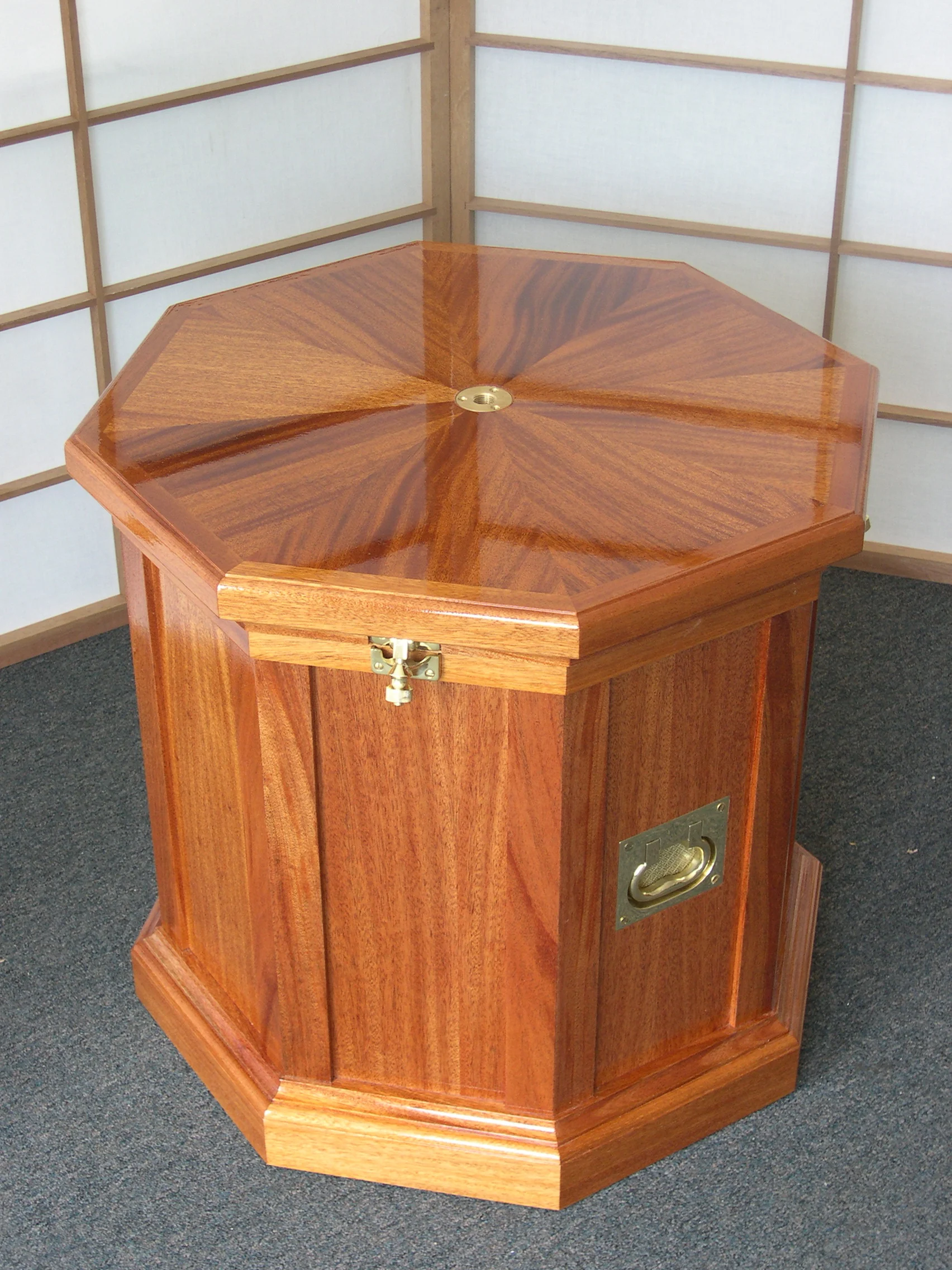 Mahogany display pedestal for lighthouse lens