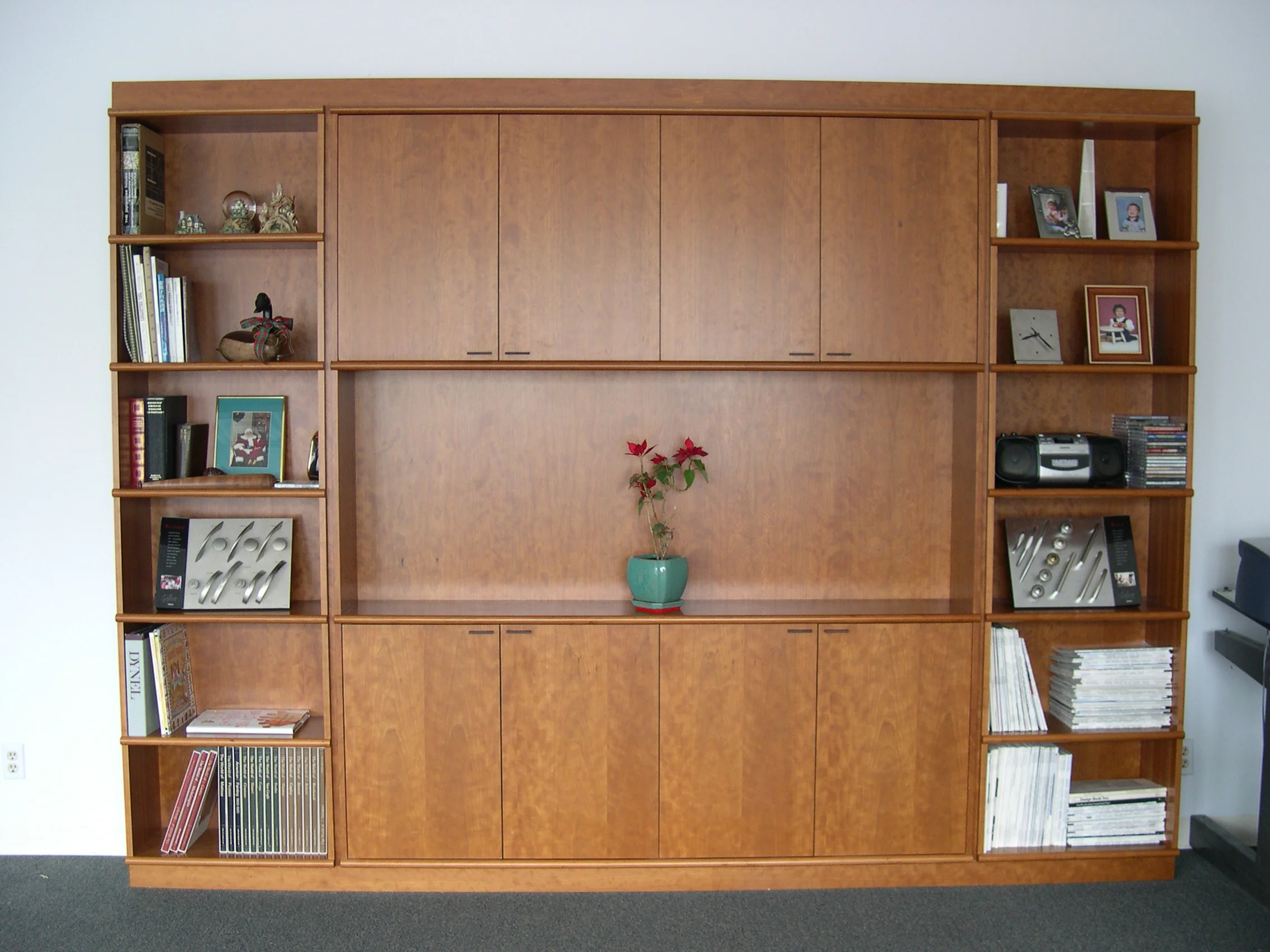 Contemporary cherry wall unit