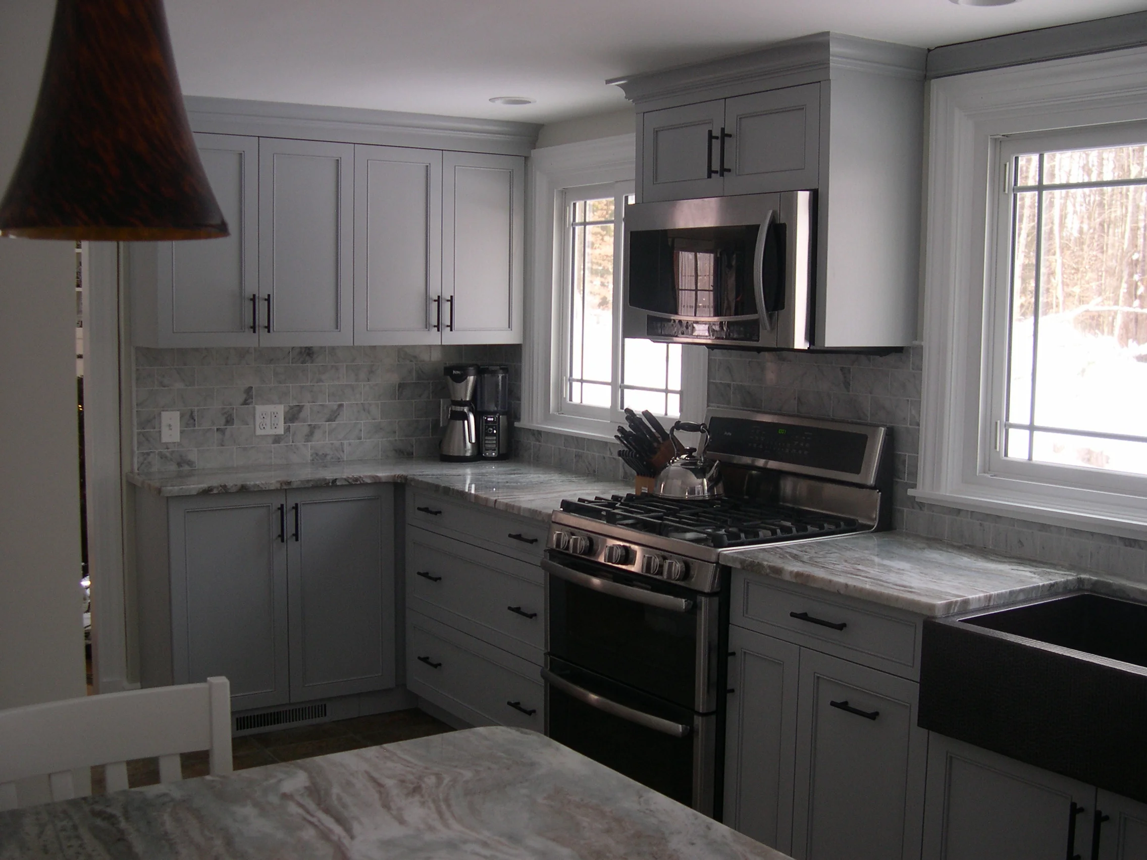 Ash kitchen with grey lacquer finish