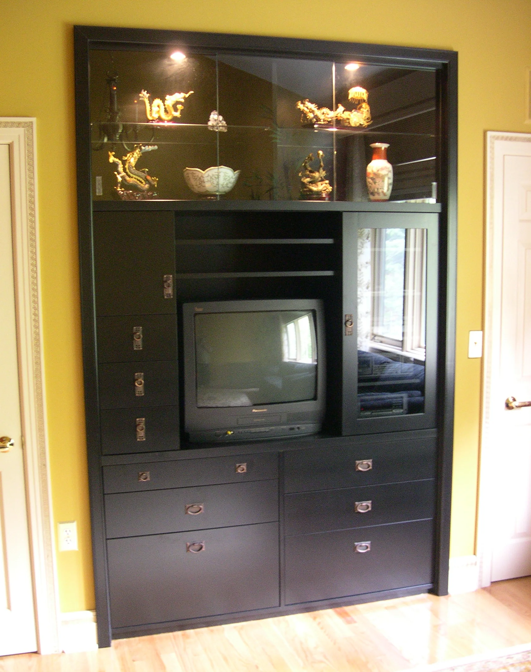 Black built in with upper glass display area