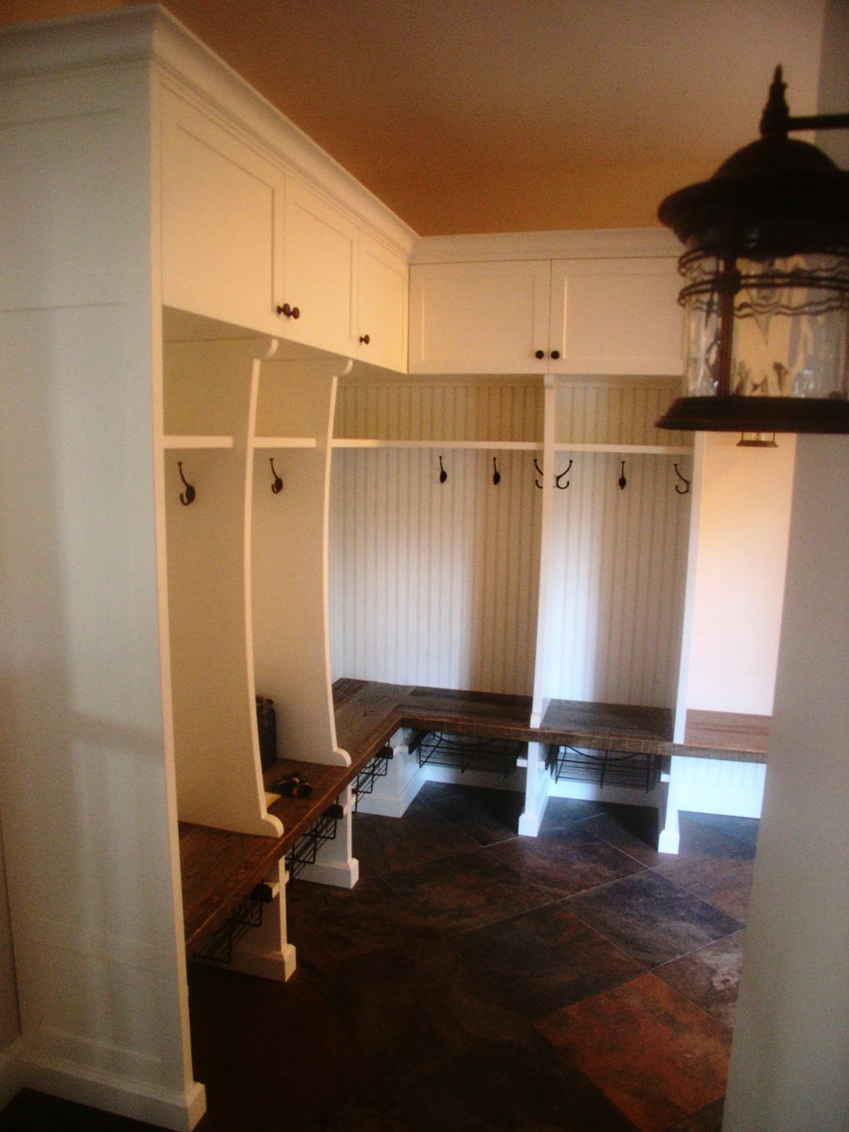 Mudroom cabinets reclaimed oak benches