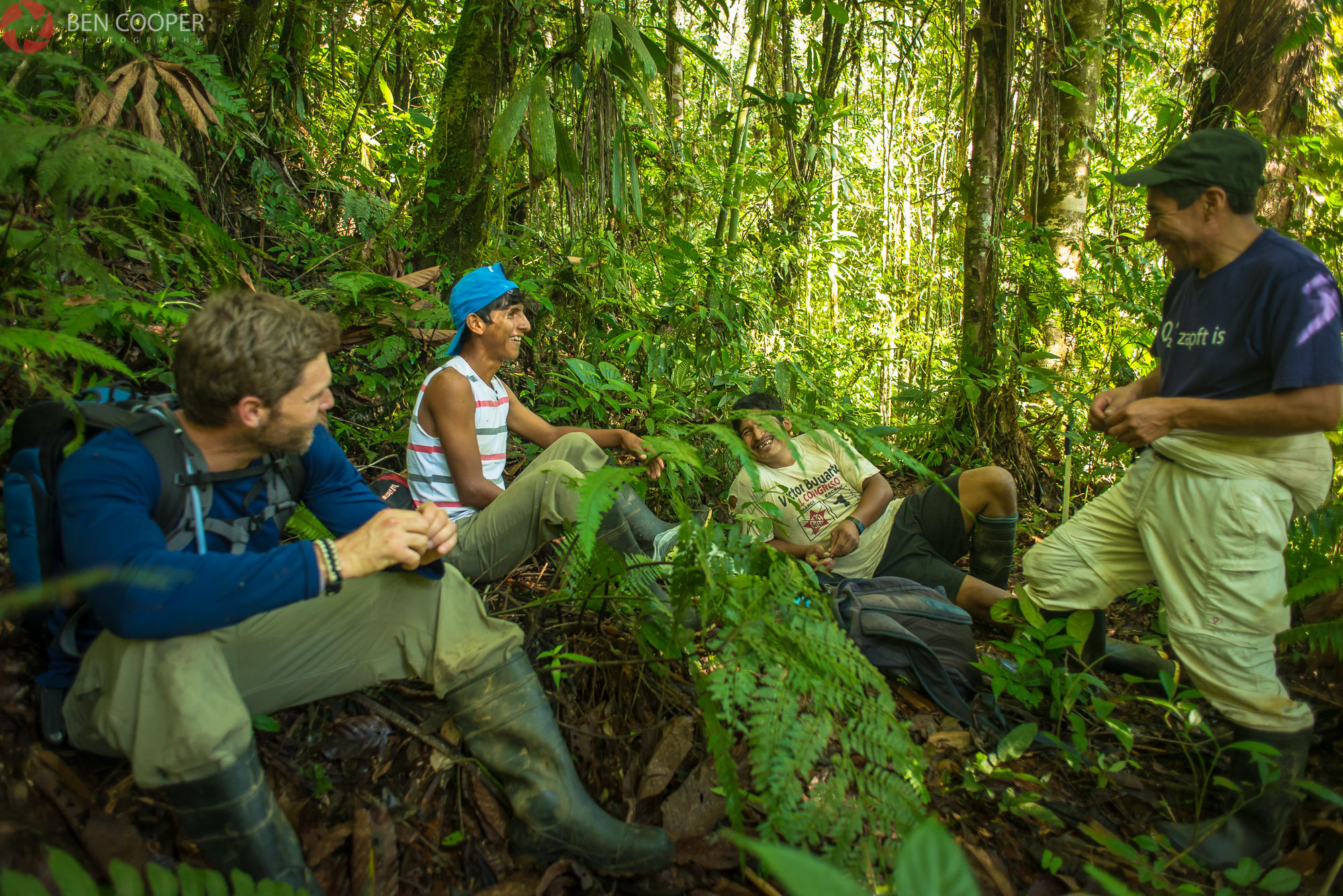 Jungle expedition, (from right) Teodocio, Samuel, Jon, Me and Mariel on camera,
