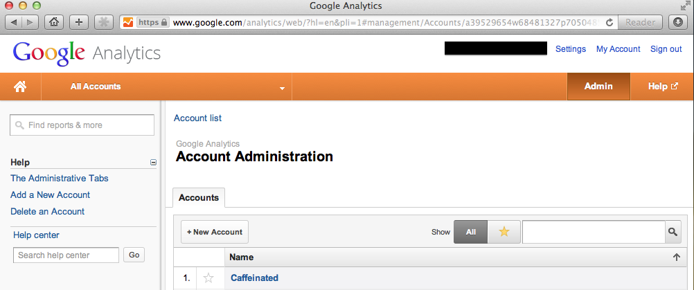 Create a New Account from the Admin Tab