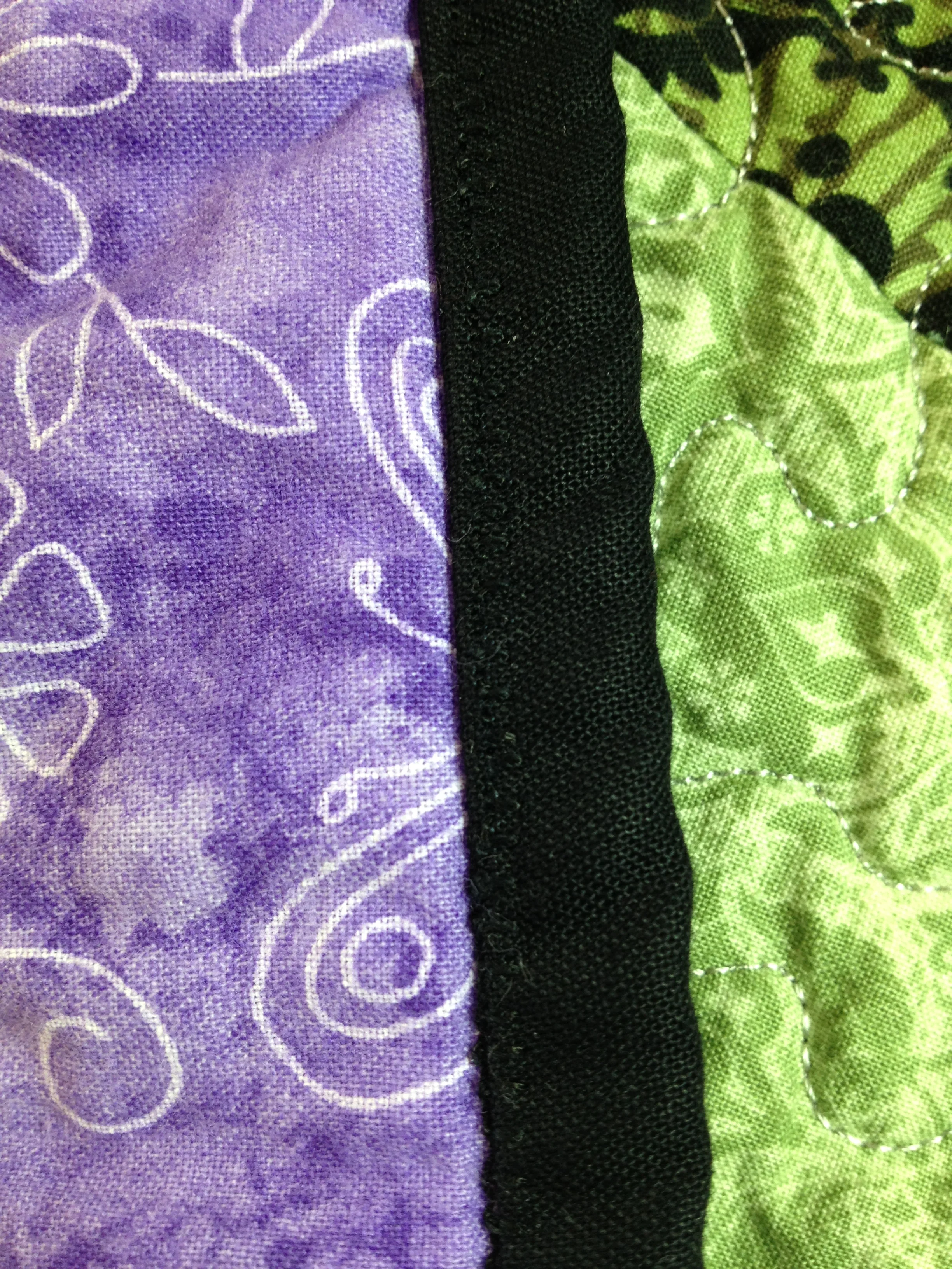 Back of binding--I stayed on the lines! (Well, 95% of the time, anyway. Better than in the past.)
