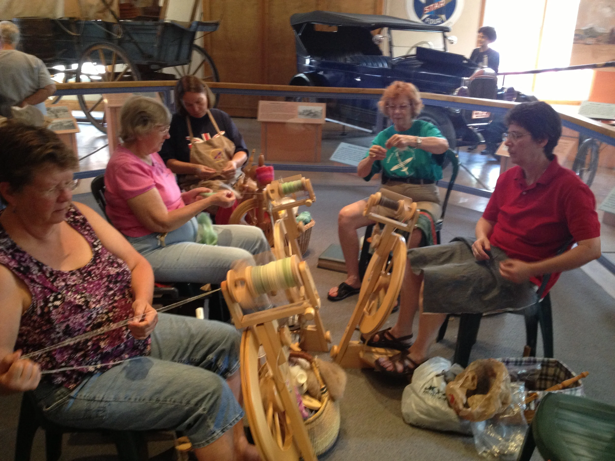 The spinning guild members demonstrating their skills