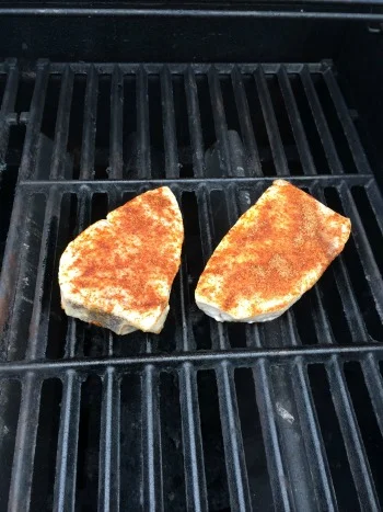 Swordfish on the grill, just starting out.