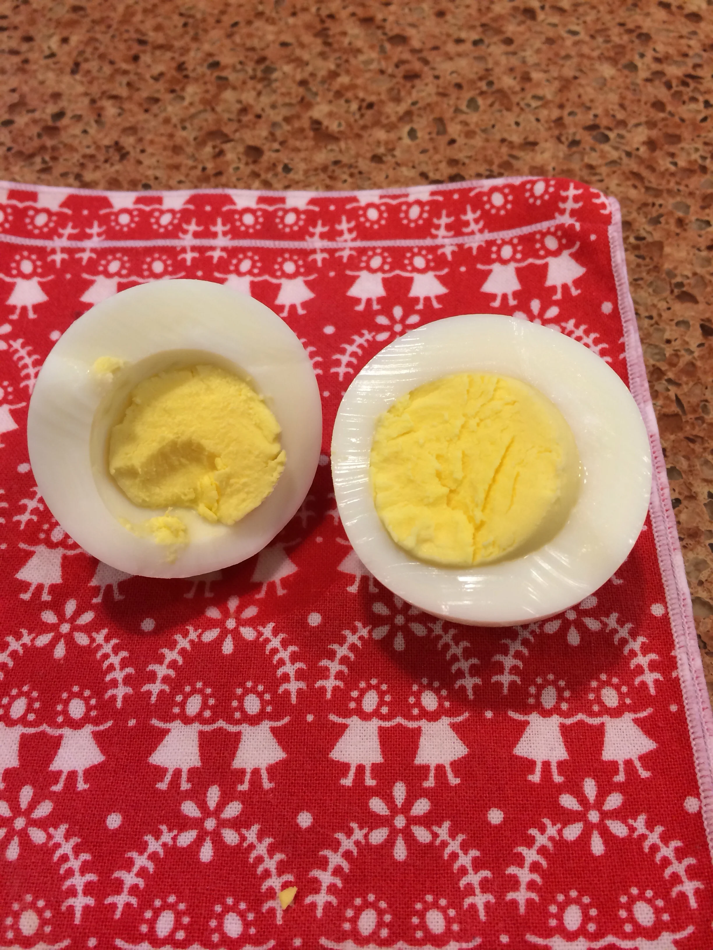Hardboiled eggs done perfectly--not over or under done. These turned into egg salad.