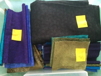 Fabrics sorted and labeled