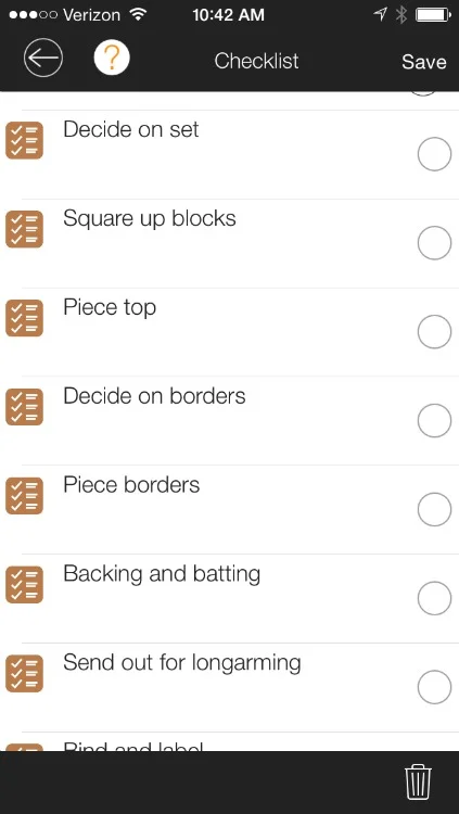 My LifeTopix check-list for a UFO I need to complete; I'm planning to send that one out for quilting to get it off my list faster!