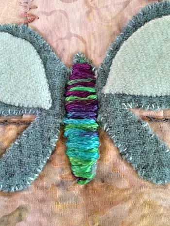 Satin stitch worked in perle cotton