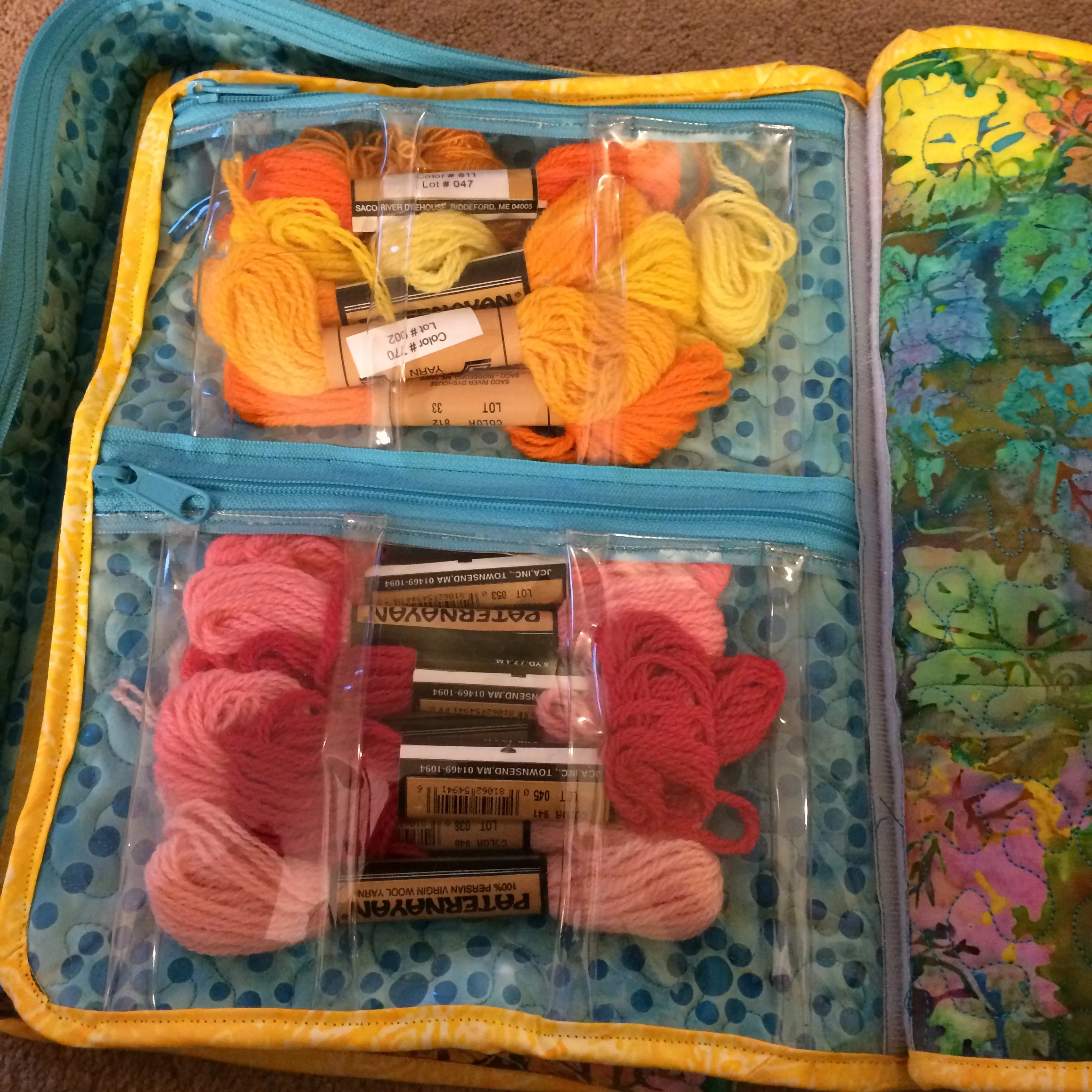 Interior shot of my EIIP bag from Annie's class
