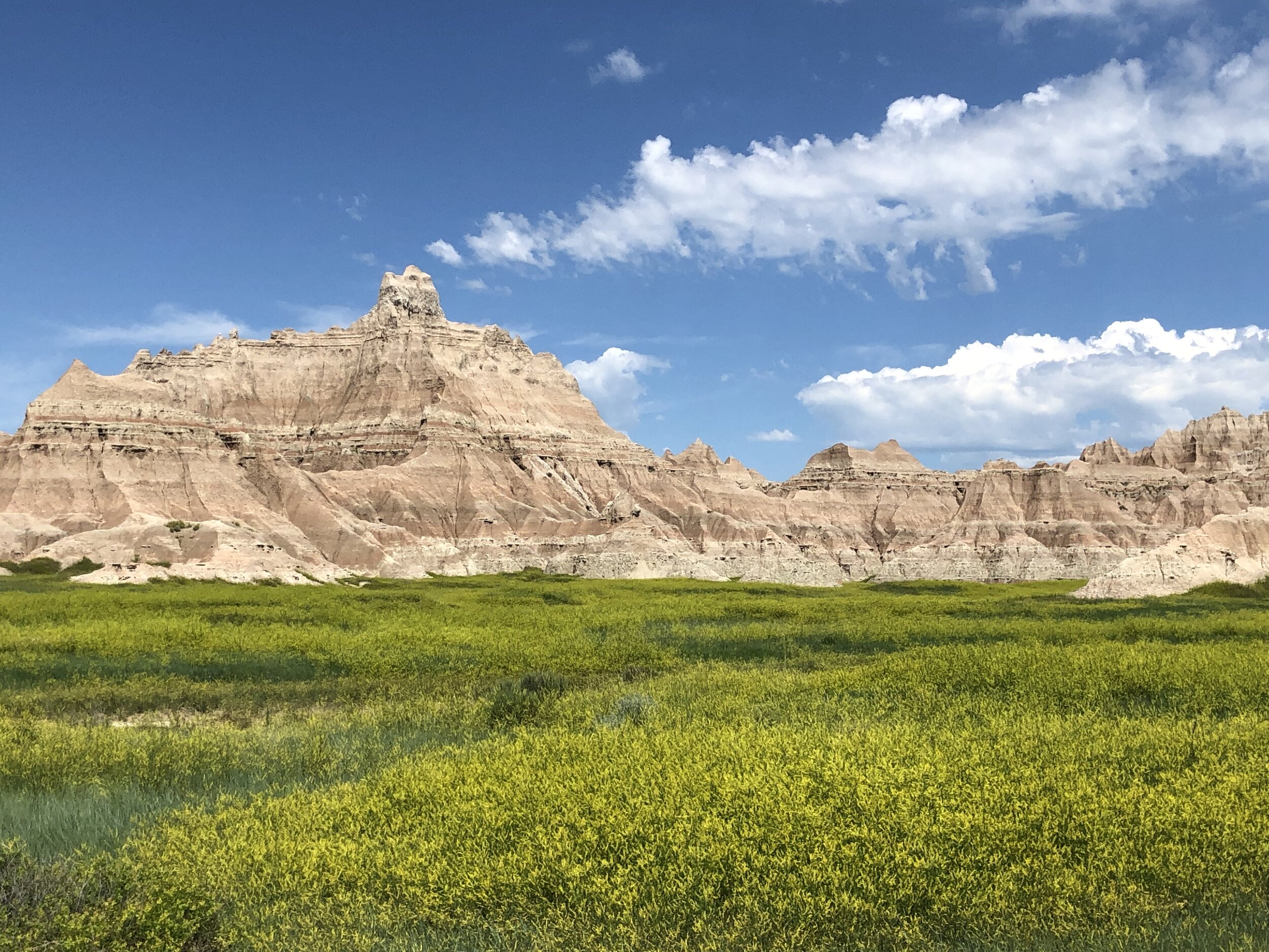 The banded landforms of Badlands National Park are manifestations of the layers of shale, sandstone, volcanic ash, ancient soils, and siltstone that have been deposited here.