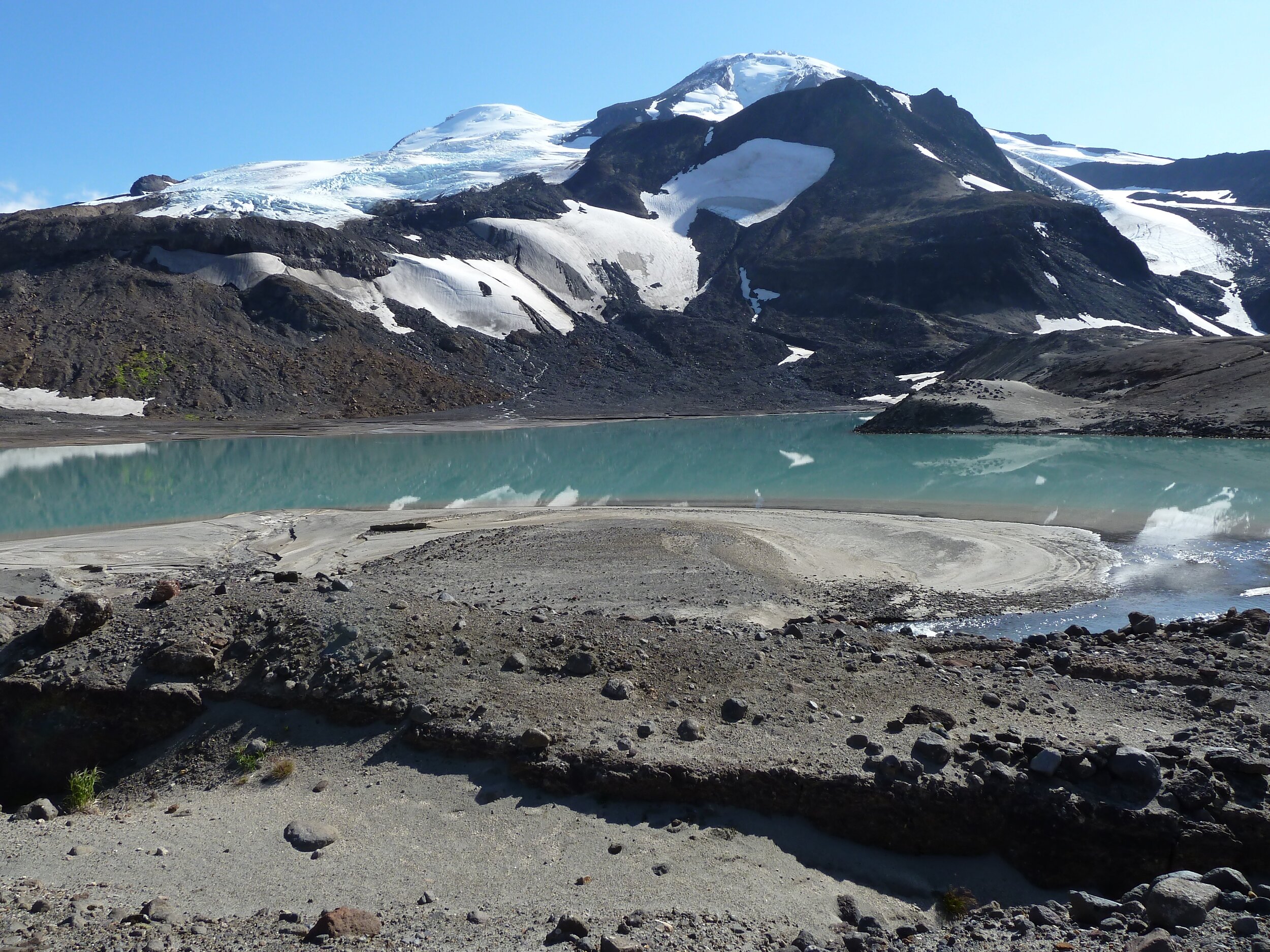 East Megeik Lake is located in a basin once occupied by a glacier.