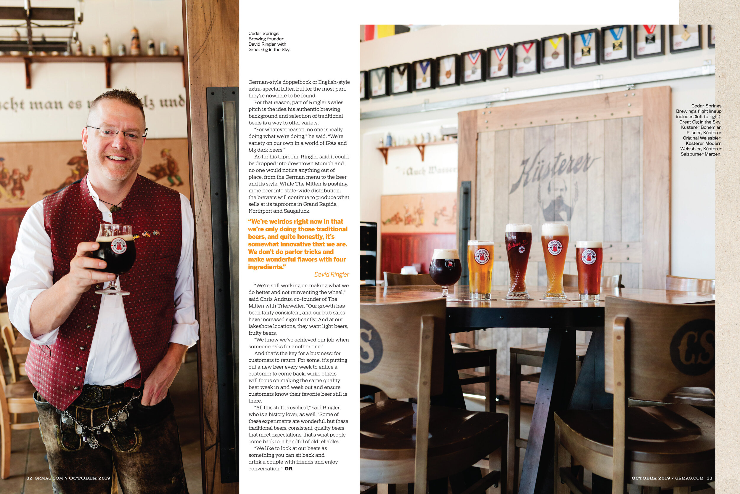 Grand Rapids Magazine Brewery Guide Cover Story - October 2019