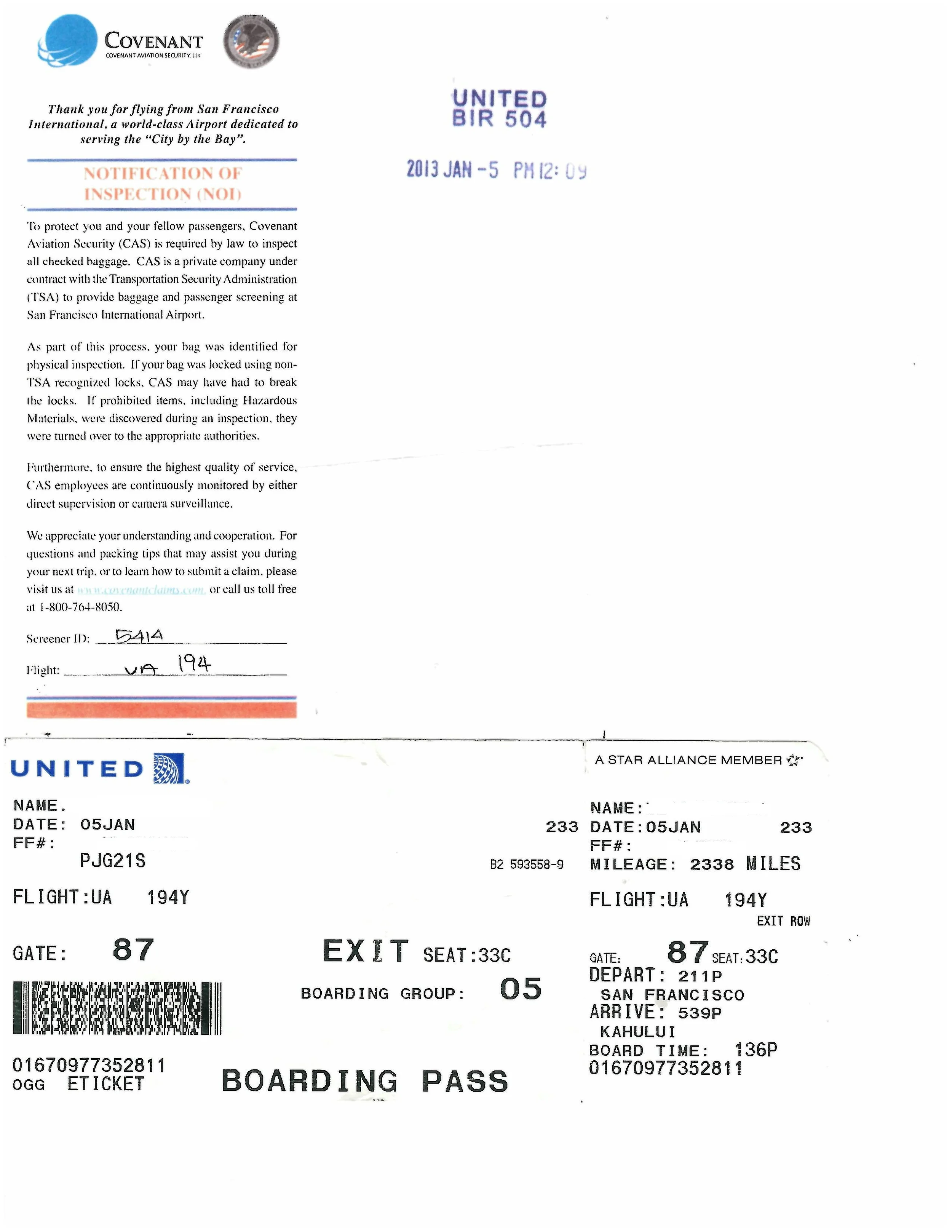 The Infamous TSA Inspection Slip