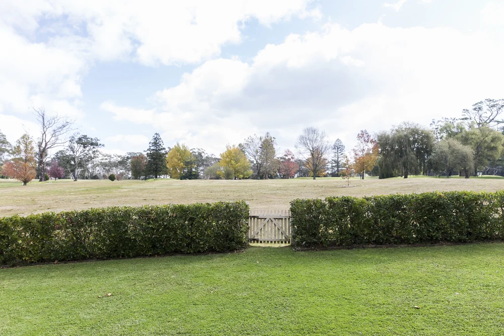 Looking out from the back gate onto Leura Golf Course in autumn