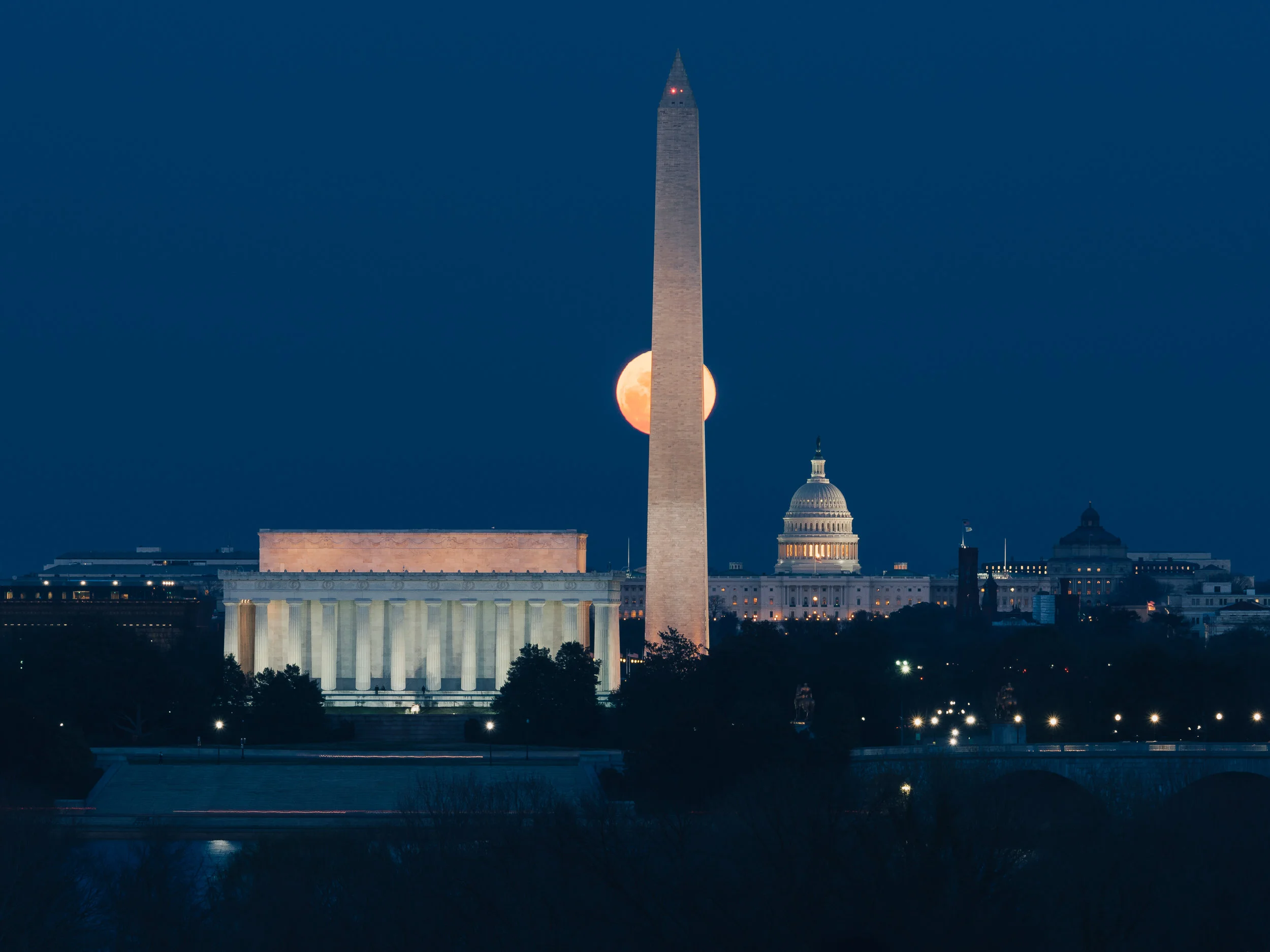 Harvest Moon Obscured by the Washington Monument