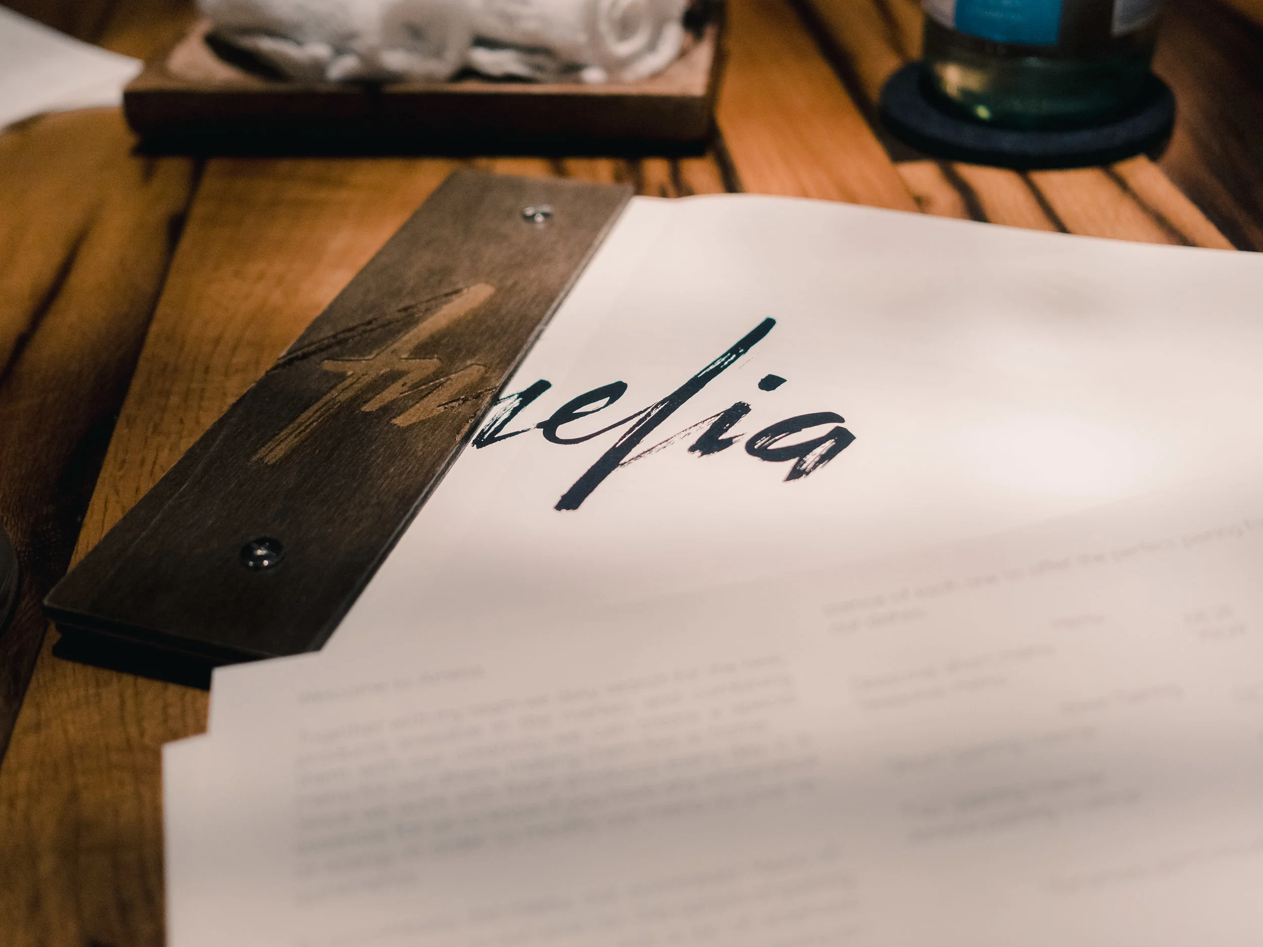 Our menu at Amelia.