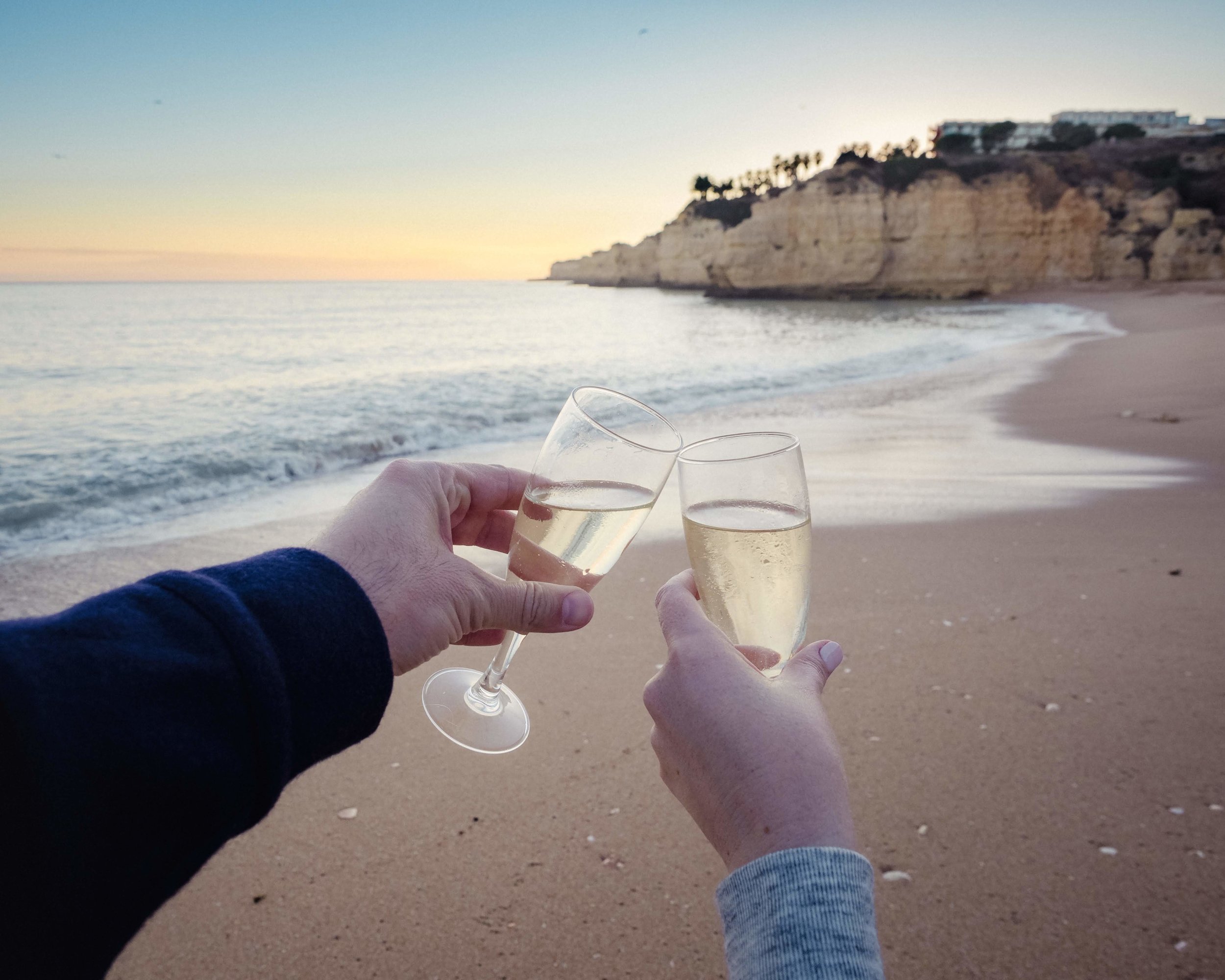 Raising a glass to our first evening in Portugal.