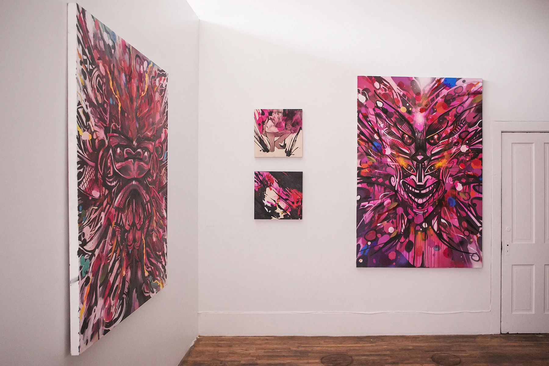 (From Left to Right) Defensive 1 , 54" x 60", Available Casualty #1, 18" x 18", Available Casualty #2, 18" x 18", Available Defensive 3 , 48" x 72", Available 