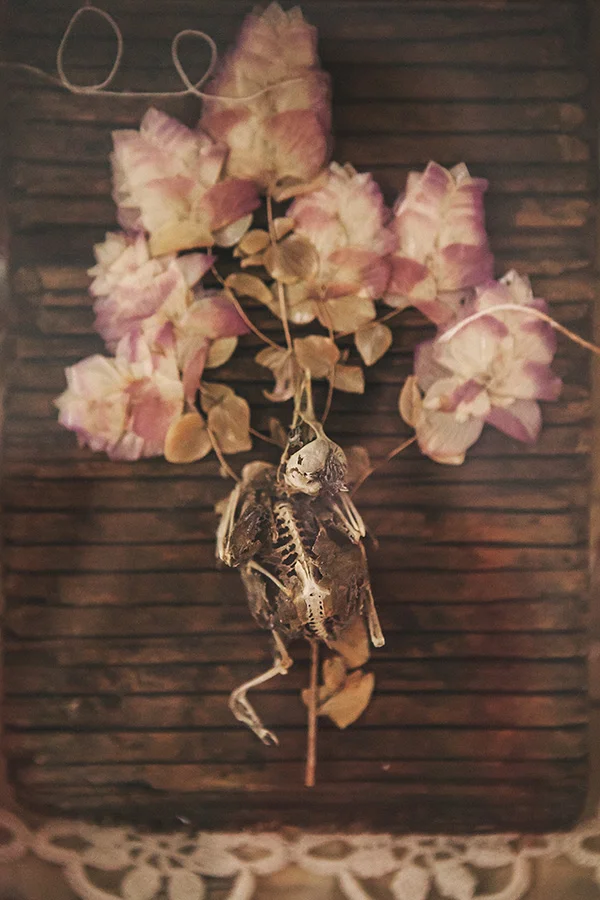 Left: Bird Shadow Box Mixed media SOLD