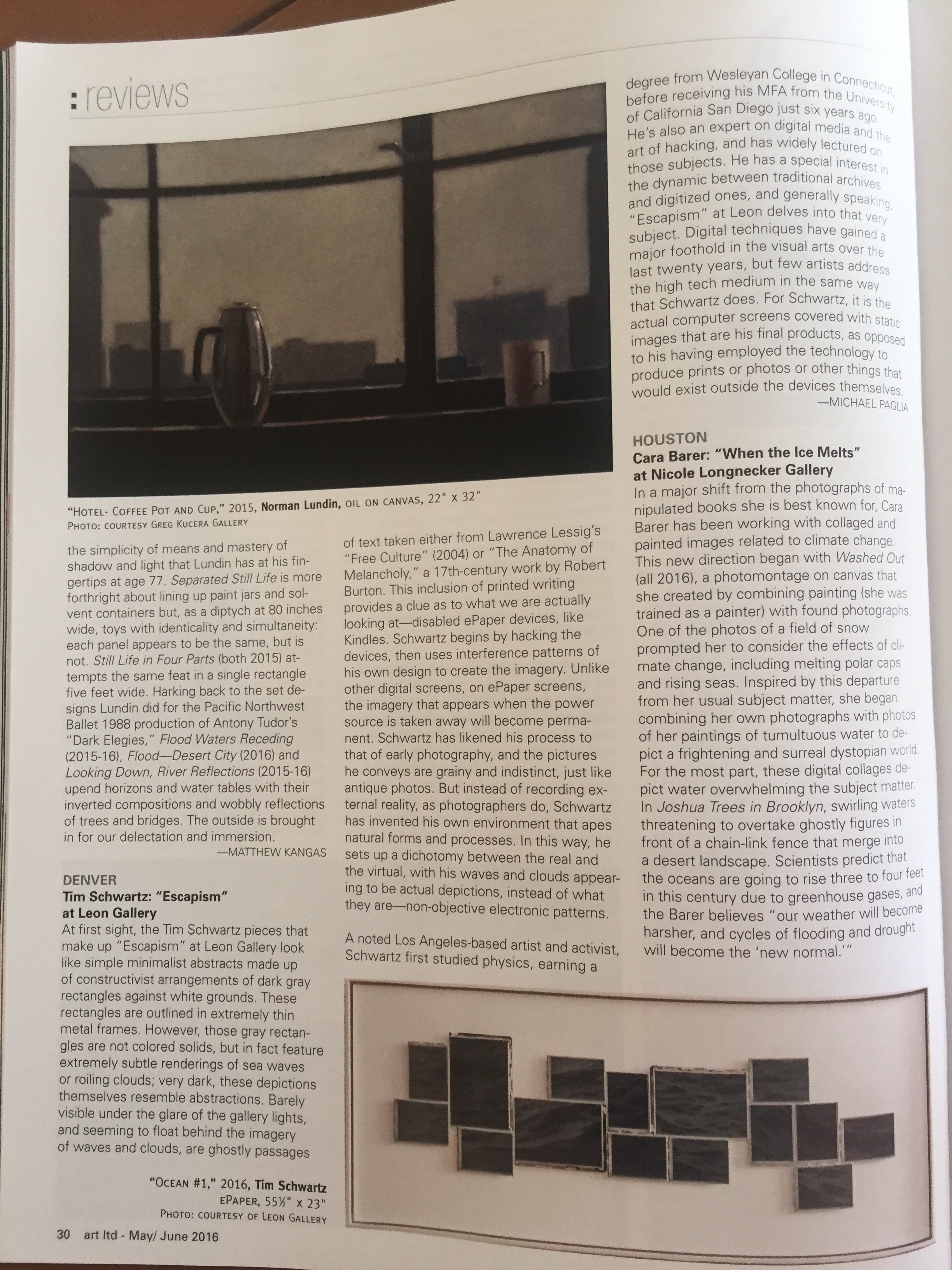 Pick up your May/June copy in stores today to read the wonderful review. Visit Art Ltd . for more reviews.