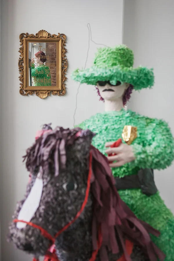 "Western American Posse for the People. A phenomenal Order of Historical yet Dissimilar Expressions of Artistic and Social Considerations." Mounted Guard Piñata 71" x 50" x 22", Available