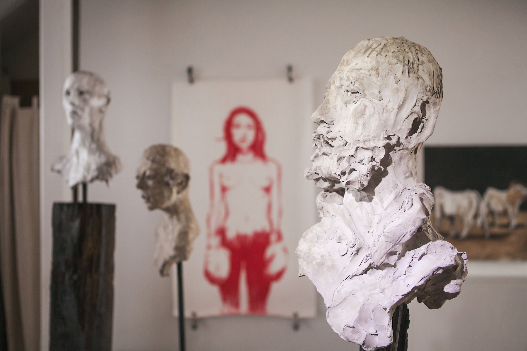 Colorado artist Michael J. Dowling , the subject of a striking solo, You Already Know How This Will End, at Leon Gallery , has built a solid reputation based on drawings, paintings and now sculptures that have an old-master classicism that he intentionally undermines through additions and subtractions, what he calls “redactions.”