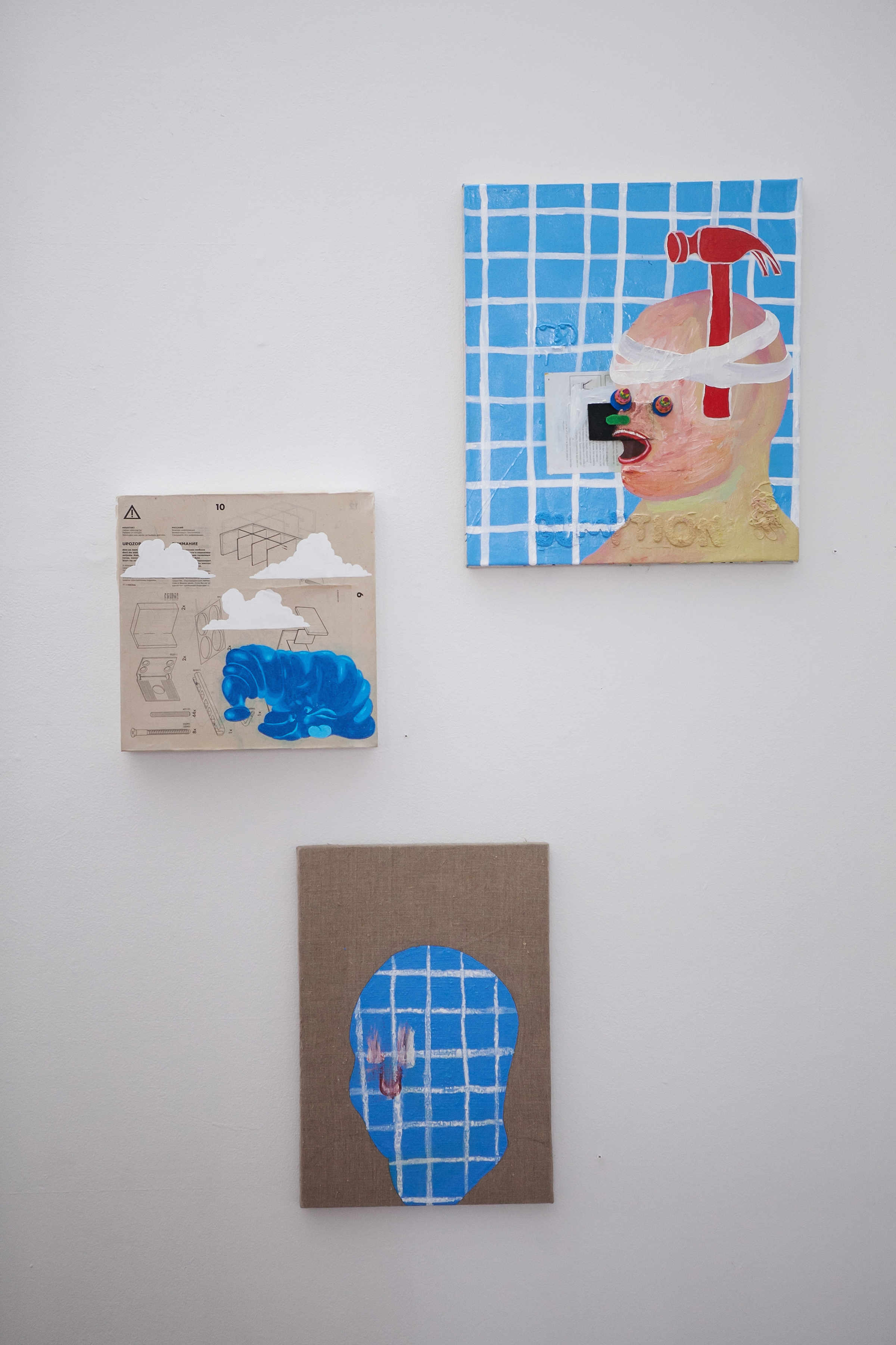 From top to bottom: Gumption (Hammerhead) 16” x 18” 2018 $500 Identity Crisis 12” x 12” 2017 $400 Deflated 2017 12” x 17” $400