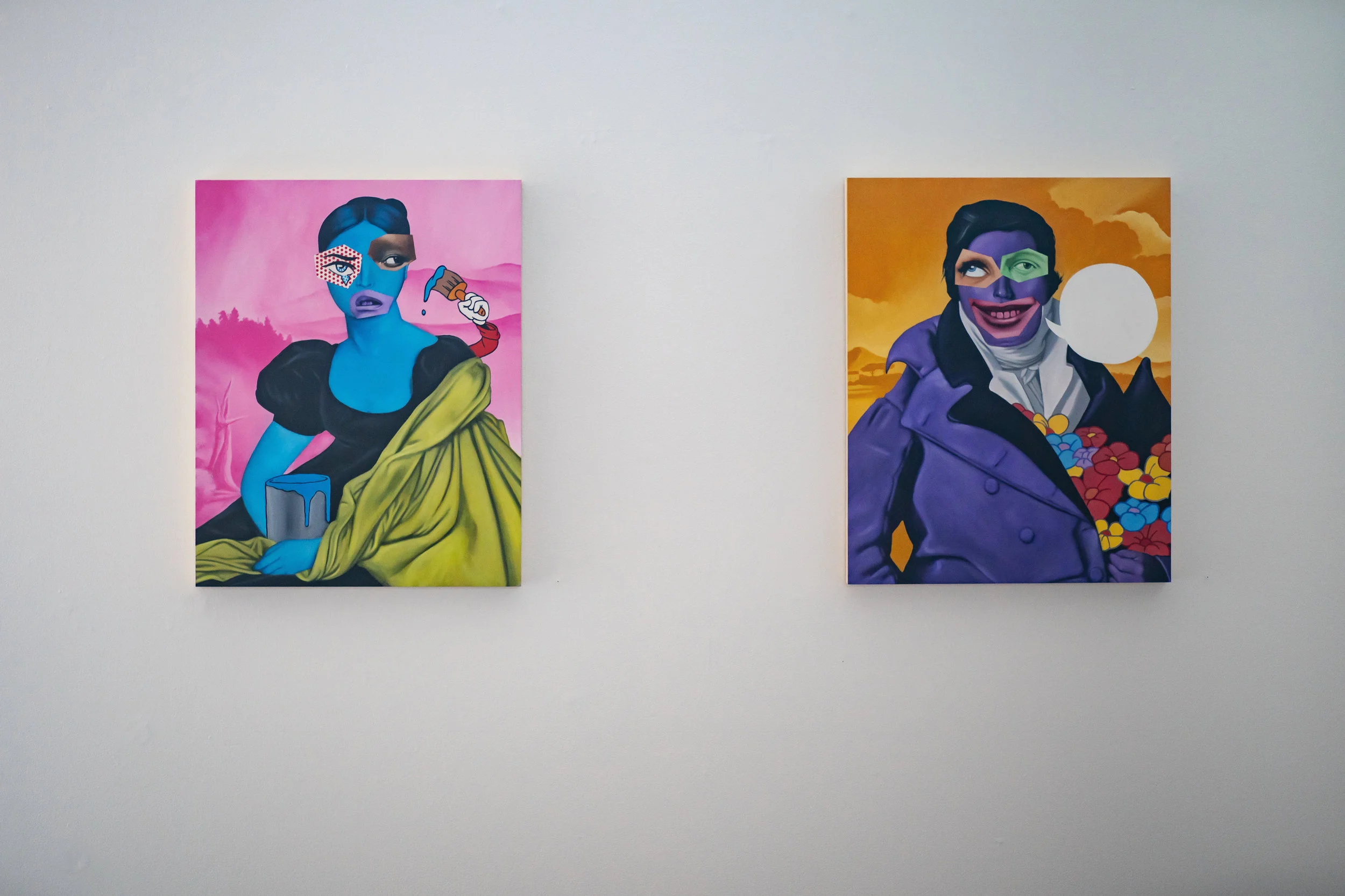 Collage (blue) (L) & Collage (purple) (R) - 24" x 30" - Oil on Panel - $ 1,700