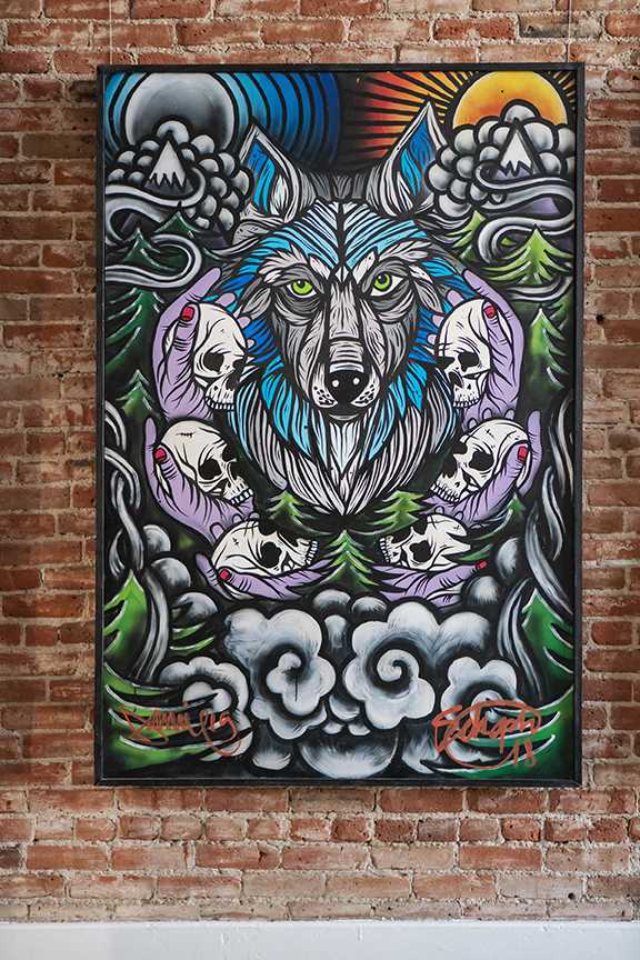 Midnight Howler - Acrylic, Spray Paint on Wood Panel - 6' X 4' - $6,500