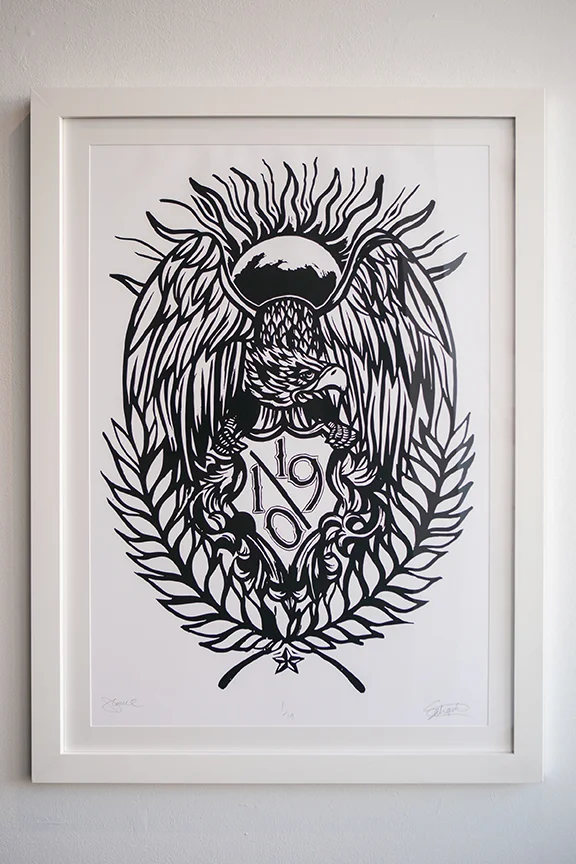 1910 Shield - Framed Print #1 of 19 limited edition - $650, unframed prints #s 2-19 - $250