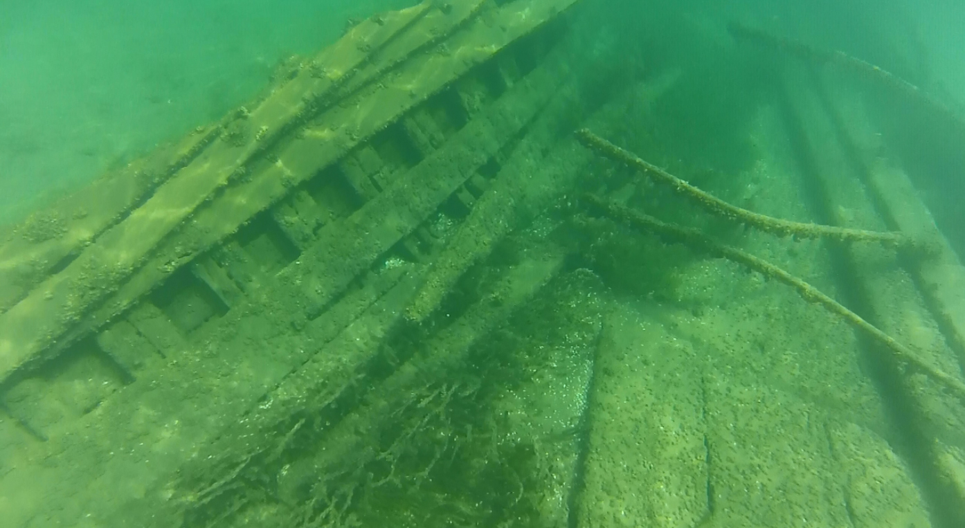 The old barge in 20 feet of water near Hessel, michigan (c) 2015 Ric mixter