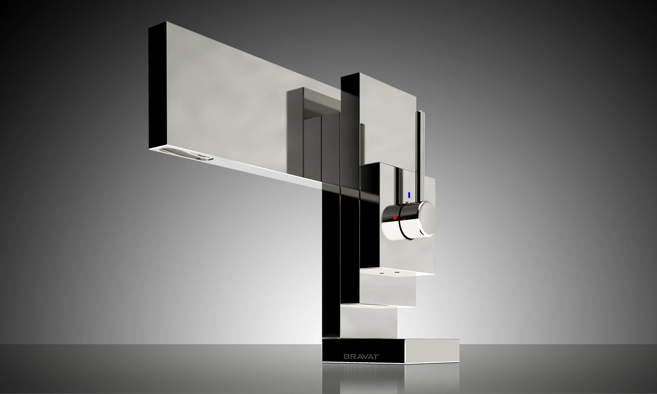 In the Moscow series, designers from Society Particular extend the formal language of abstract art into practical work. Assembled from 4 individual plates , the underlying mechanism is an innovation of its kind in a market where faucets are either casted or machined.