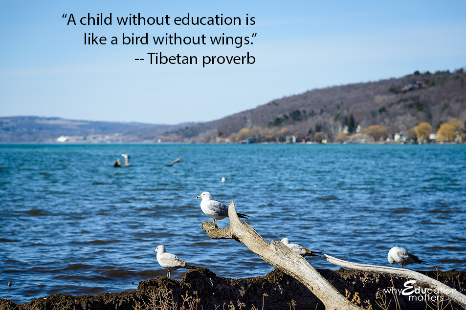 “A child without education is like a bird without wings.” -- Tibetan proverb