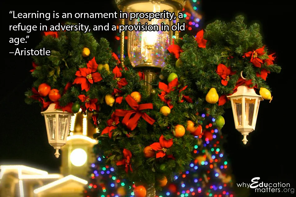 “Learning is an ornament in prosperity, a refuge in adversity, and a provision in old age.” –Aristotle