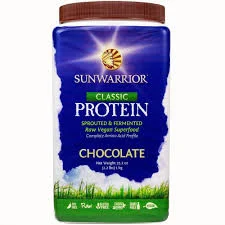 I've never tried the chocolate flavor, only the vanilla and natural flavors. You can check out the ingredient list on the Sun Warrior website.