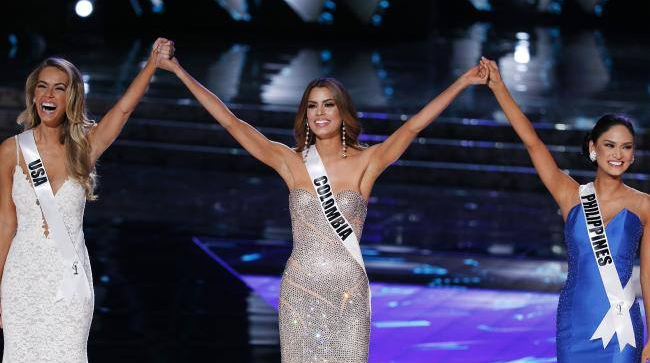 Olivia Jordan (USA), Ariadna Gutierrez (Colombia) and Pia Alonzo Wurtzbach (Philippines)