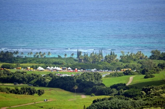 View of the finish from way up in the mountain.